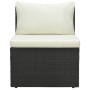 Set muebles de jardín y cojines 4 piezas ratán sintético marrón