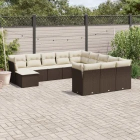 Garden sofa and cushion set 12 pieces brown synthetic rattan by , Garden sets - Ref: Foro24-3218633, Price: 762,51 €, Discoun...