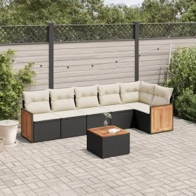 7-piece garden dining set and black synthetic rattan cushions by , Garden sets - Ref: Foro24-3260075, Price: 422,83 €, Discou...