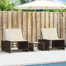 Sun loungers with table 2 units brown synthetic rattan by , Loungers - Ref: Foro24-368423, Price: 182,96 €, Discount: %