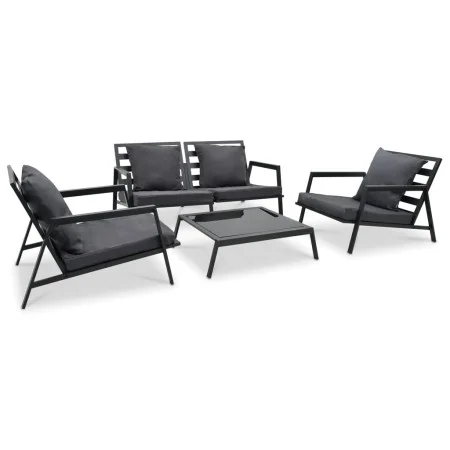 Garden furniture set with cushions 4 pieces dark gray aluminum by vidaXL, Garden sets - Ref: Foro24-47818, Price: 690,43 €, D...