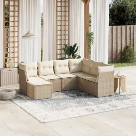7-piece garden sofa set and beige synthetic rattan cushions by , Garden sets - Ref: Foro24-3263214, Price: 470,15 €, Discount: %