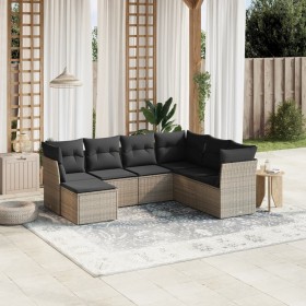 7-piece garden sofa set with gray PE rattan cushions by , Garden sets - Ref: Foro24-3263216, Price: 405,39 €, Discount: %