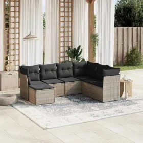 7-piece garden sofa set with gray PE rattan cushions by , Garden sets - Ref: Foro24-3263216, Price: 405,20 €, Discount: %