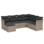 7-piece garden sofa set with gray PE rattan cushions by , Garden sets - Ref: Foro24-3263216, Price: 398,55 €, Discount: %