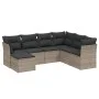 7-piece garden sofa set with gray PE rattan cushions by , Garden sets - Ref: Foro24-3263216, Price: 405,20 €, Discount: %