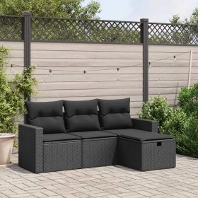 4-piece garden sofa set with black synthetic rattan cushions by , Garden sets - Ref: Foro24-3263441, Price: 262,49 €, Discoun...