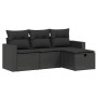 4-teilige Gartensofagarnitur mit schwarzen synthetischen Rattankissen von , Gartensets - Ref: Foro24-3263441, Preis: 255,67 €...