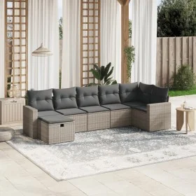 7-teiliges Gartensofa-Set mit grauen PE-Rattan-Kissen von , Gartensets - Ref: Foro24-3263506, Preis: 417,06 €, Rabatt: %