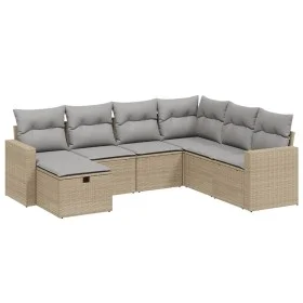 Gartensofa-Set mit beigem Kissenmix, 7-teilig aus PE-Rattan von , Gartensets - Ref: Foro24-3263525, Preis: 434,50 €, Rabatt: %