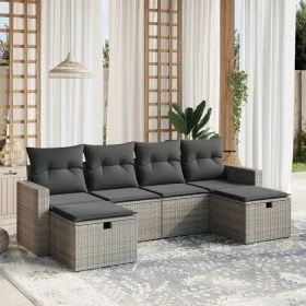 6-piece garden furniture set and gray synthetic rattan cushions by , Garden sets - Ref: Foro24-3263546, Price: 336,92 €, Disc...