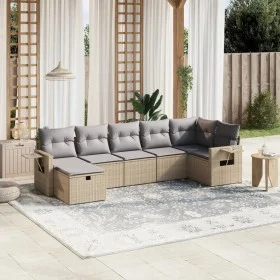 Gartensofa-Set mit beigem Kissenmix, 7-teilig aus PE-Rattan von , Gartensets - Ref: Foro24-3263815, Preis: 438,27 €, Rabatt: %