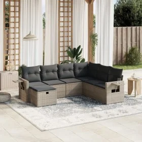 7-piece garden sofa set with gray PE rattan cushions by , Garden sets - Ref: Foro24-3263836, Price: 422,07 €, Discount: %