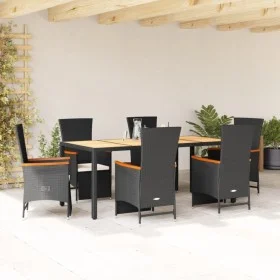 7-piece garden dining set and black synthetic rattan cushions by , Garden sets - Ref: Foro24-3277517, Price: 888,67 €, Discou...