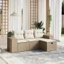 Gartensofa-Set mit Kissen, 4-teilig, beiges synthetisches Rattan von , Gartensets - Ref: Foro24-3264374, Preis: 306,19 €, Rab...