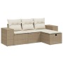 Gartensofa-Set mit Kissen, 4-teilig, beiges synthetisches Rattan von , Gartensets - Ref: Foro24-3264374, Preis: 293,78 €, Rab...