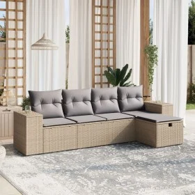 Gartensofa-Set mit beigem Kissenmix, 5-teilig aus PE-Rattan von , Gartensets - Ref: Foro24-3264395, Preis: 322,39 €, Rabatt: %