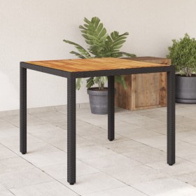 Mesa de jardín superficie madera acacia ratán negro 90x90x75 cm de , Mesas de jardín - Ref: Foro24-365529, Precio: 127,85 €, ...