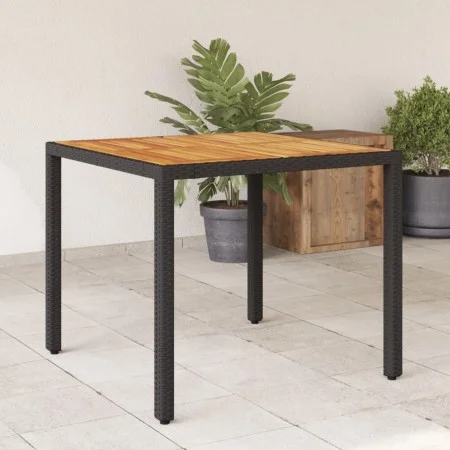 Gartentisch, Oberfläche aus schwarzem Rattan, Akazienholz, 90 x 90 x 75 cm von , Gartentische - Ref: Foro24-365529, Preis: 12...