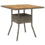 Garden table gray PE rattan wooden surface 80x80x75 cm by , Garden tables - Ref: Foro24-365520, Price: 86,94 €, Discount: %