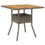 Garden table gray PE rattan wooden surface 80x80x75 cm by , Garden tables - Ref: Foro24-365520, Price: 98,78 €, Discount: %