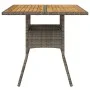 Garden table gray PE rattan wooden surface 80x80x75 cm by , Garden tables - Ref: Foro24-365520, Price: 98,78 €, Discount: %