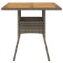 Garden table gray PE rattan wooden surface 80x80x75 cm by , Garden tables - Ref: Foro24-365520, Price: 86,94 €, Discount: %