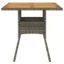 Garden table gray PE rattan wooden surface 80x80x75 cm by , Garden tables - Ref: Foro24-365520, Price: 98,78 €, Discount: %