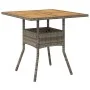 Garden table gray PE rattan wooden surface 80x80x75 cm by , Garden tables - Ref: Foro24-365520, Price: 98,78 €, Discount: %
