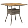 Mesa de jardín superficie de madera ratán PE gris 80x80x75 cm de , Mesas de jardín - Ref: Foro24-365520, Precio: 86,76 €