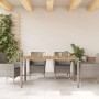 Gartentisch, Oberfläche aus grauem Rattan, Akazienholz, 150 x 90 x 75 cm von , Gartentische - Ref: Foro24-365536, Preis: 175,...