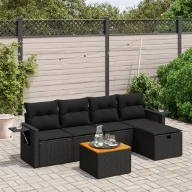 6-teiliges Gartensofa-Set und schwarze synthetische Rattankissen von , Gartensets - Ref: Foro24-3264940, Preis: 364,68 €, Rab...