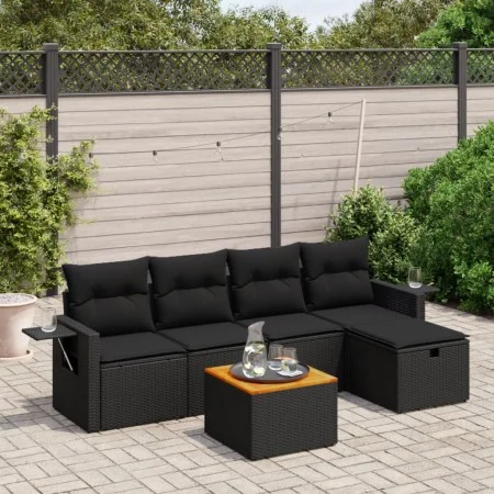 6-piece garden sofa set and black synthetic rattan cushions by , Garden sets - Ref: Foro24-3264940, Price: 364,68 €, Discount: %