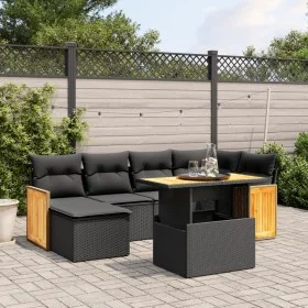 7-piece garden dining set and black synthetic rattan cushions by , Garden sets - Ref: Foro24-3274058, Price: 467,34 €, Discou...