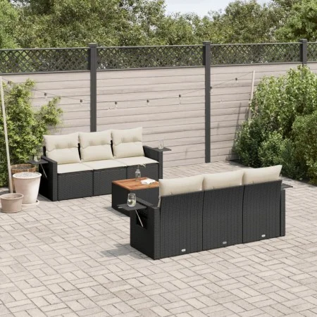 7-piece garden dining set and black synthetic rattan cushions by , Modular outdoor sofas - Ref: Foro24-3224453, Price: 439,46...