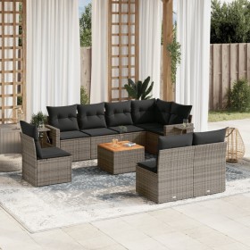 9-piece garden furniture set and gray synthetic rattan cushions by , Modular outdoor sofas - Ref: Foro24-3224604, Price: 511,...