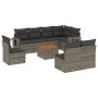 9-teiliges Gartenmöbel-Set und graue synthetische Rattankissen von , Modulare Sofas für den Außenbereich - Ref: Foro24-322460...