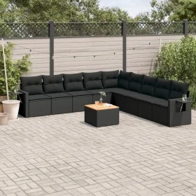 Garden sofa set 10 pieces with black synthetic rattan cushions by , Modular outdoor sofas - Ref: Foro24-3224606, Price: 622,2...
