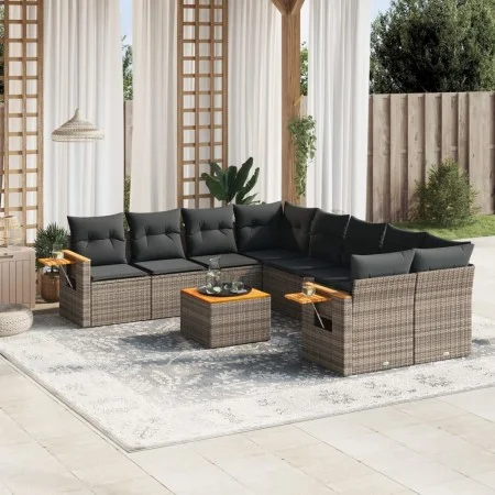 9-piece garden furniture set and gray synthetic rattan cushions by , Garden sets - Ref: Foro24-3226669, Price: 540,93 €, Disc...