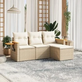 Garden sofa set with cushions 4 pieces beige synthetic rattan by , Garden sets - Ref: Foro24-3226744, Price: 312,58 €, Discou...