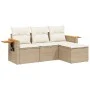 Garden sofa set with cushions 4 pieces beige synthetic rattan by , Garden sets - Ref: Foro24-3226744, Price: 312,58 €, Discou...