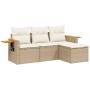 Gartensofa-Set mit Kissen, 4-teilig, beiges synthetisches Rattan von , Gartensets - Ref: Foro24-3226744, Preis: 307,58 €, Rab...
