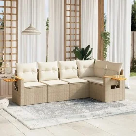 Garden sofa set with cushions 5 pieces beige synthetic rattan by , Garden sets - Ref: Foro24-3226786, Price: 418,06 €, Discou...