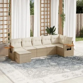7-piece garden sofa set and beige synthetic rattan cushions by , Garden sets - Ref: Foro24-3227031, Price: 497,04 €, Discount: %