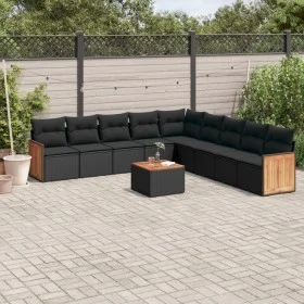 Garden sofa set 10 pieces with black synthetic rattan cushions by , Garden sets - Ref: Foro24-3227742, Price: 602,01 €, Disco...