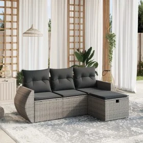 4-piece garden sofa set and gray synthetic rattan cushions by , Garden sets - Ref: Foro24-3264066, Price: 274,52 €, Discount: %