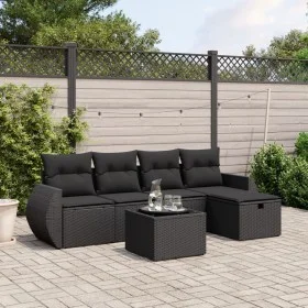 6-teiliges Gartensofa-Set und schwarze synthetische Rattankissen von , Gartensets - Ref: Foro24-3264091, Preis: 394,65 €, Rab...