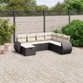 7-piece garden dining set and black synthetic rattan cushions by , Garden sets - Ref: Foro24-3264142, Price: 445,13 €, Discou...