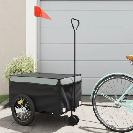 Black and gray iron bicycle trailer 45 kg by , Bicycle trailers - Ref: Foro24-94105, Price: 90,52 €, Discount: %
