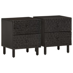 Nachttische 2 Stück aus massivem schwarzem Mangoholz 40x33x46 cm von , Nachttische - Ref: Foro24-356818, Preis: 92,98 €, Raba...